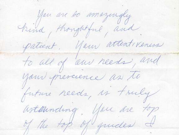 Handwritten testimmonial from Laurie Williams