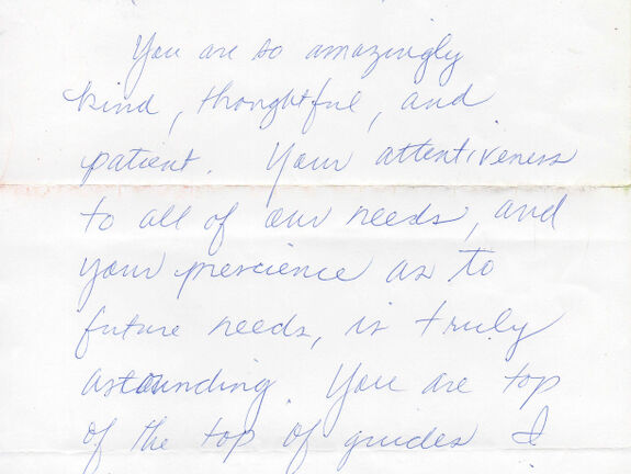 Handwritten testimmonial from Laurie Williams